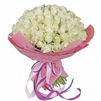 white rose (101 pcs.), packaging, ribbon