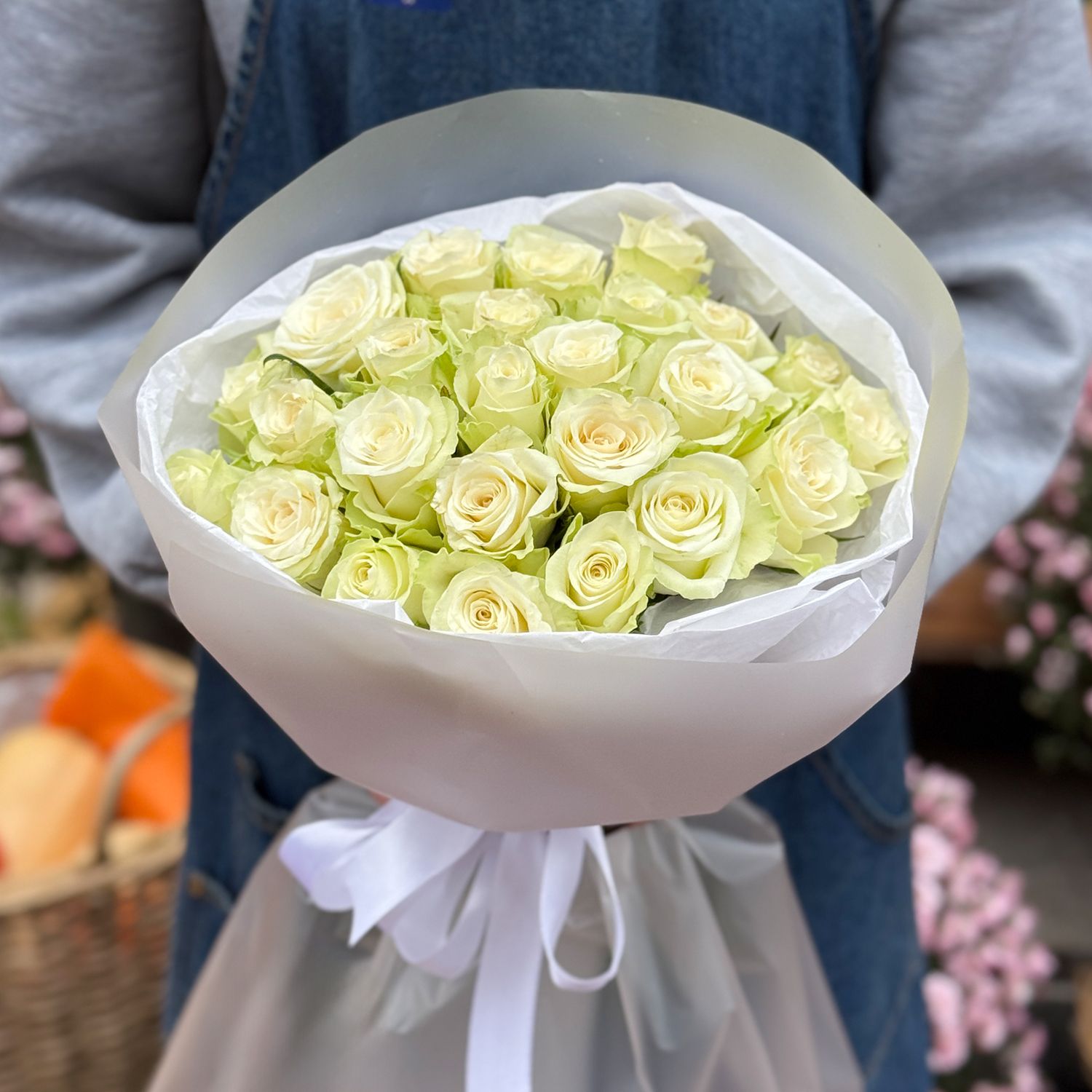 Bouquet  25 white roses Kenia