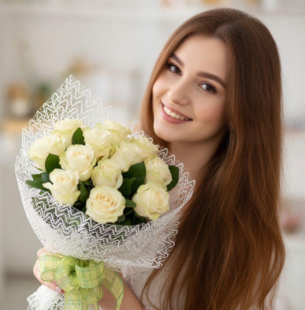 Bouquet 13 white roses - White night