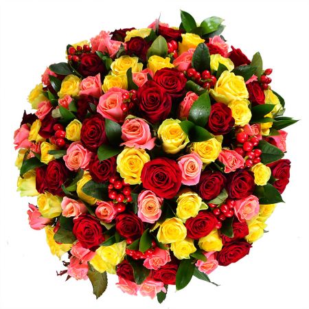 Bouquet 101 multicolored roses