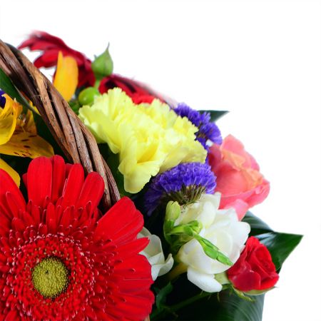 Nice and beautiful bouquet in a basket - perfect gift