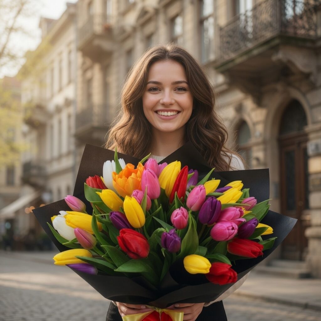 Buy 51 colorful tulip  with delivery