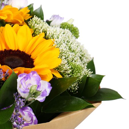 Bright beautiful bouquet of sunflowers 'Summer Symphony' to buy with delivery