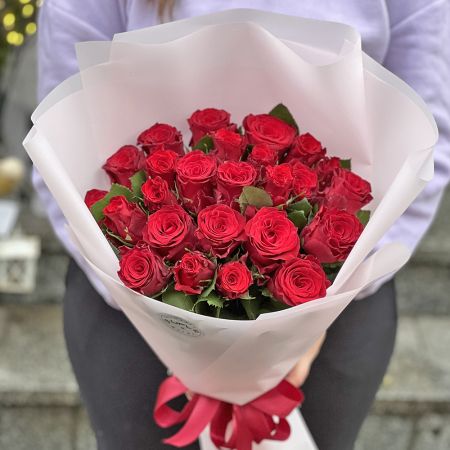 Bouquet 25 red roses with promo