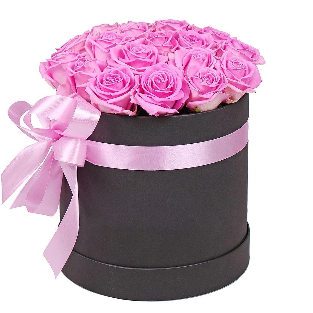 oasis, embossed box, pink rose (23 pcs.), packaging, ribbon