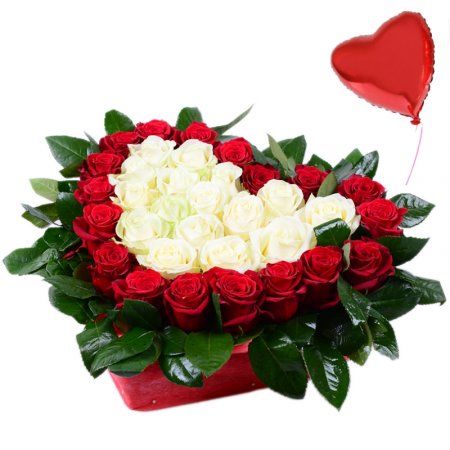 Bouquet Heart with roses + balloon